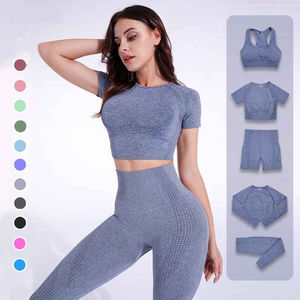 Ensemble de yoga sans couture pour femmes Fitness Sports 5 pièces vêtements de sport ensemble de yoga de gymnastique pour femmes ensembles d'entraînement haut de yoga et vêtements de sport - Product Image 1