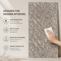 Panneau mural décoratif en PVC MORLENX, texture rocheuse marron gris, pour revêtement mural intérieur commercial