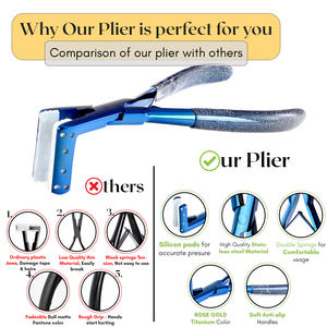 Steel <b>Micro</b> Ring Hair Extension Tools Blue <b>Tape</b>-in Pliers non slip <b>tape</b> extension pliers for Precise Application stainless steel - Product Image 3