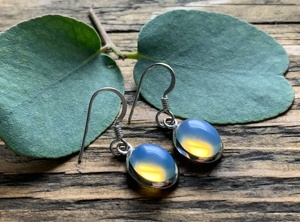 Boucles d'oreilles pendantes en argent sterling 925 léger et ovale avec quartz d'opalite de feu taillé à carreaux pour les fêtes de mariage - Product Image 2