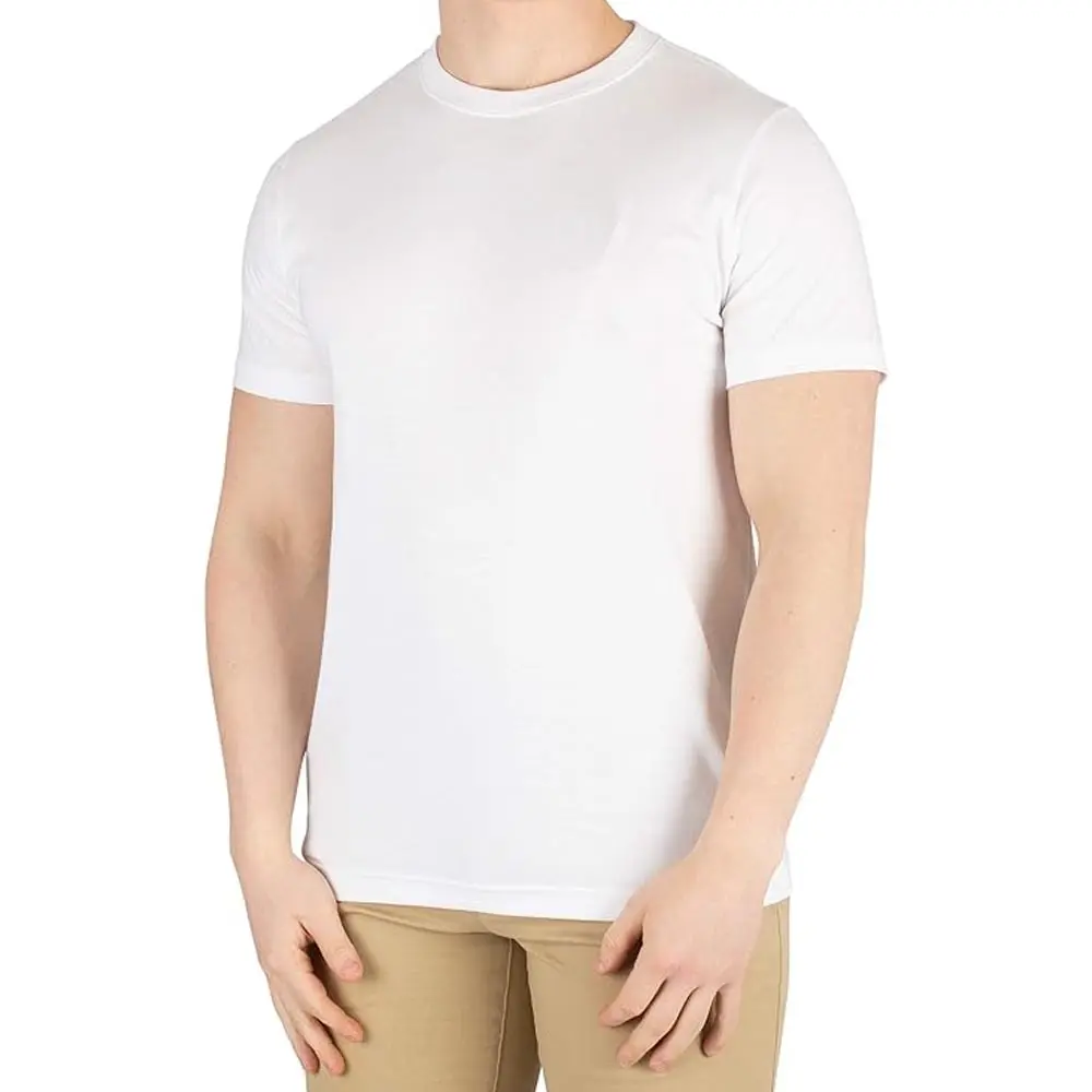 ホワイトColorBasicラウンドネックTシャツメンズジャージーコットンプラスサイズハイネックラベルとカスタムすべてのサイズ低Moq Tシャツ