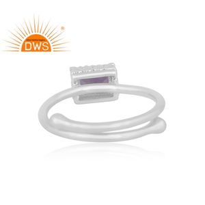 Meilleures ventes de bijoux en argent sterling avec améthyste naturelle, pierres précieuses, design rectangulaire, bague empilable, fabricant - Product Image 4