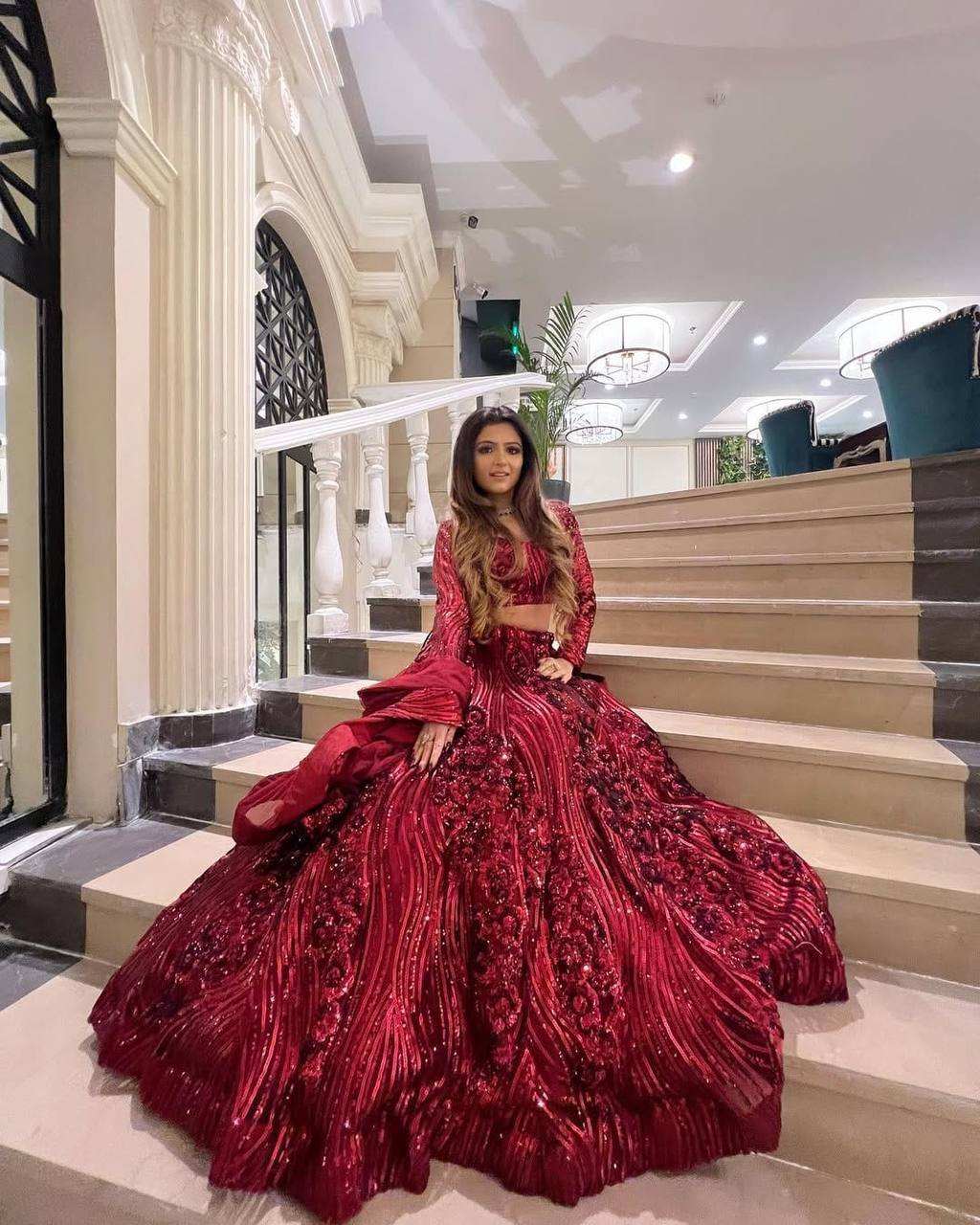 Red Gown Evening Gowns For Indian Wedding Red Bridal Dupattas