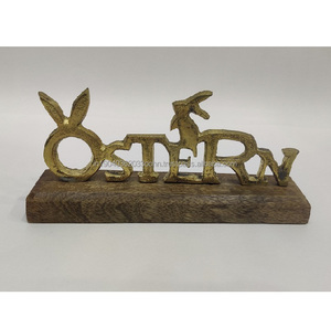 Ornements en métal de luxe fantaisie Sculpture de Noël avec base en bois pour la décoration de la maison dans des conceptions et des tailles personnalisées - Product Image 6