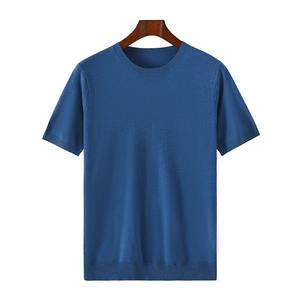 เสื้อสเวตเตอร์ผ้าวูลแบบสวมหัวสำหรับผู้ชายเสื้อสเวตเตอร์เสื้อโปโลแนวธุรกิจสำหรับฤดูร้อนเสื้อยืดถักแขนสั้นแบบบาง - Product Image 6