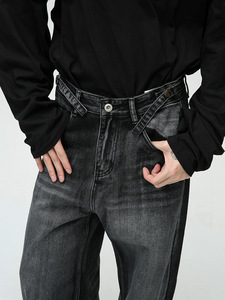 Pantalones vaqueros holgados de pierna recta estilo Hip Hop de invierno para hombre, lavados, desgastados, bordados, tendencias calientes, ropa de calle de pierna ancha holgada - Product Image 4