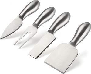 Vente flash sur un ensemble de coupe-fromage de haute qualité en acier inoxydable fait à la main avec des perles en résine jaunes et une poignée plaquée or - Product Image 3