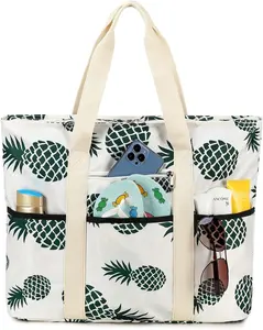 Пляжная приталенная Милая приталенная Сумка-тоут для путешествий, модная пляжная сумка для йоги, Холщовая Сумка-тоут с индивидуальным логотипом