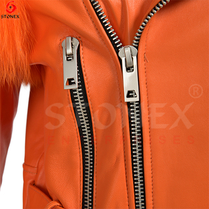 High Quality Woman's Warm Winter Outwear <b>Coats</b> Ladies Custom Style 100% Genuine Fox <b>Fur</b> <b>Leather</b> Jackets - Product Image 4