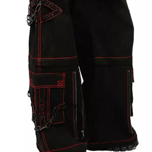 Pantalones Góticos Negros para Mujer, con Tachuelas y Costuras Rojas, Moda Gótica 2026 - Product Image 5