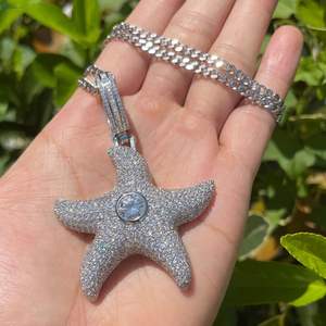Colgante de Lujo Unisex de Plata de Ley 925 con Forma de Estrella, Bañado en Oro de 14K, Micro Pavé de Moissanita, Estilo Iced Out, Ideal para Regalo o Fiesta - Product Image 4