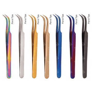 Pinzas de extensión de pestañas de acero inoxidable multicolor Recubrimiento de plasma Puntas de loro para herramientas de extensión de cabello - Product Image 1