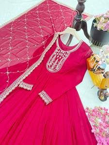 Bordure de dentelle fantaisie brodée multifils Fond lourd Dupatta pour robe de mariée de fête de mariage en modal et viscose - Product Image 6