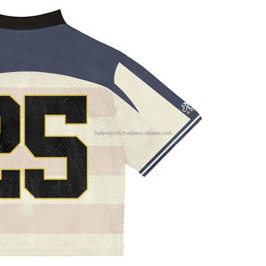 2025 moda Boxy recortada camiseta de fútbol diseño personalizado 100% algodón camiseta para hombres corte suelto impreso fútbol malla Jersey - Product Image 3