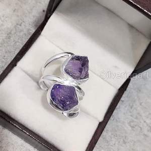 แหวนเงินแท้ 925 ประดับพลอยแอมะทิสต์ธรรมชาติ สำหรับผู้หญิง ของขวัญวันเกิดเดือนกุมภาพันธ์ ของขวัญคริสต์มาส เครื่องประดับทำมือ - Product Image 5