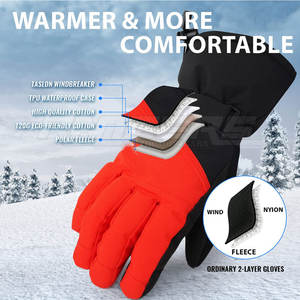 Gants de ski thermiques imperméables Rouge Noir Design respirant pour adultes Gants d'hiver de snowboard en plein air - Product Image 3