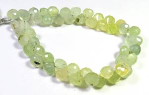 Perles de pierres précieuses naturelles de Prehnite, taille briolette facettée, en forme d'oignon, couleur verte, 7 mm, sur brin de 7 pouces, pierres précieuses en vrac pour bijoux - Product Image 3