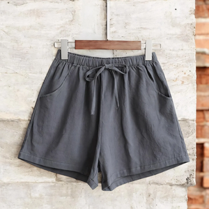 Short en lin, Short en lin taille haute pour femme, Short de plage en lin jaune avec poche, Short en lin femme, Short personnalisé - Product Image 4