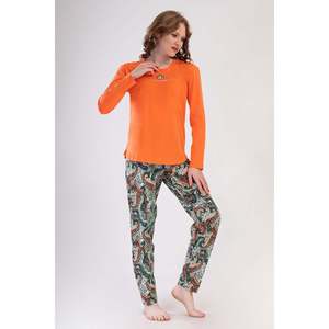 Conjunto de Pijama KADIN P.SUPREM con Cuello Redondo y Manga Larga, Diseño Ovalado - Color Salmón - Product Image 1