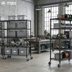 MZG NSF <b>Wire</b> Shelving Industrial Large 5 Tier Storage Rack Expandable Mobile Garage Metal <b>Wire</b> Shelving Unit with Casters - Product Image 2