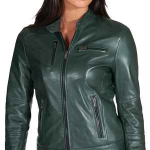 Chaqueta de cuero genuino de alta calidad para mujer, chaqueta de cuero de invierno para mujer, chaqueta de motorista de piel de cordero genuina para mujer - Product Image 1