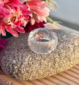 แหวนพลอยควอตซ์คริสตัลเหลี่ยมเพชรพลอยธรรมชาติของขวัญพิเศษสายรัดออกแบบเครื่องประดับสำหรับเขาและเธอ - Product Image 2