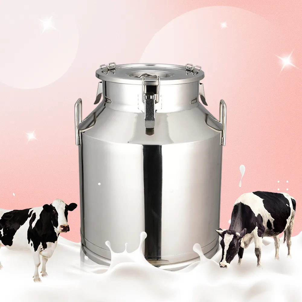 Contenedor de leche de acero inoxidable de 15L-61L, barril de cubo de leche con tapa