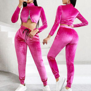 Logo personnalisé Automne Hiver Velours Survêtements Deux Pièces Ensemble Femmes À Capuche Ensemble 2 Deux Pièces Survêtements Survêtements - Product Image 2