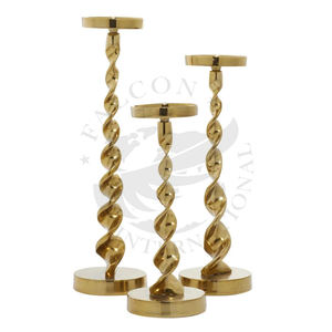 High Quality Shiny Polished Aluminum Modern Durable Handmade Christmas Wedding Home Decor <b>Pillar</b> <b>Candle</b> Holder - Product Image 3