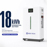 Batterie LiFePO4 murale 18 kWh 51,2 V 360 Ah avec bande lumineuse LED ambiante, roulettes de déplacement faciles pour la sauvegarde d'urgence à domicile