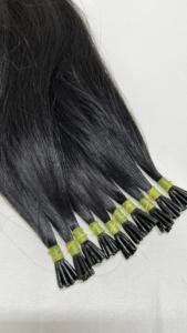 100% Virgen Remy Raw Indian I-Tip Extensiones de cabello 12A Grado Cutícula alineada Natural Negro Recto - Product Image 5