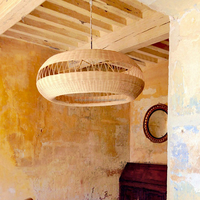 Vente en gros de luminaires suspendus en bambou naturel faits à la main, abat-jour en rotin, style européen moderne chinois