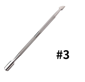 Outil de technicien d'ongles de qualité supérieure poussoir à cuticules tondeuse en acier inoxydable couleur argent double extrémité nettoyant pour vernis à ongles dissolvant - Product Image 3