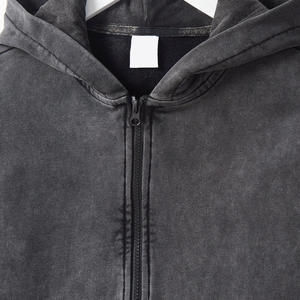 Sudadera con capucha Retro lavado ácido para hombre, ropa de calle de gran tamaño, mezcla de algodón transpirable a la moda, bordado estampado personalizado al por mayor - Product Image 3