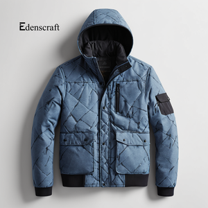 Veste d'hiver en toile épaisse isolée pour homme à capuche imperméable coupe-vent durable chaude streetwear pour le froid - Product Image 4