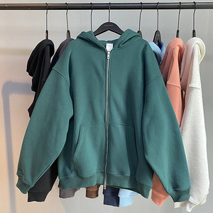 H5514 Nouveautés Vêtements d'hiver Vente en gros Personnalisé 360 Gsm Coton Mélanges Double Face Zipper Hoodies Zip Up Hoodies - Product Image 2