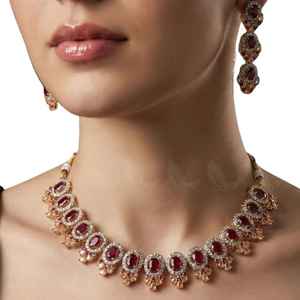 Fashion Artificial Jewellery Gold Plated Brass Alloy Luxury <b>Small</b> Pearl Beaded <b>Wedding</b> Necklace and Earring Jewelry Sets Women - Product Image 1