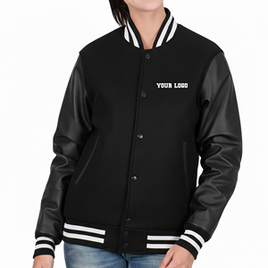 Veste universitaire en cuir de qualité supérieure, grande taille, poids lourd, pour femmes, avec logo brodé personnalisé, style hip-hop. - Product Image 4