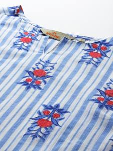 <b>women</b> Floral Printed Pure Cotton Kurta With <b>Trousers</b> & Dupatta indian pakistan salwar kameez suit - Product Image 5