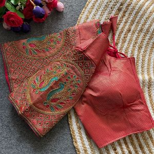 Premium Collection Banarasi Jecquard Soie Avec Travail À La Main Et Fil Travail Blouse Fabricant Et Fournisseur De Surat - Product Image 5