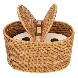 Cesta ovalada de ratán con 2 tapas, cesta de almacenamiento hecha a mano, venta al por mayor, ecológica, hecha en Vietnam - Product Image 2