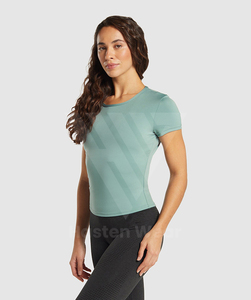 Camiseta Deportiva de Manga Corta con Logotipo Personalizado para Gimnasio, Entrenamiento, Correr, Ecológica, de Secado Rápido, con Patrón Sólido, para Verano - Product Image 4