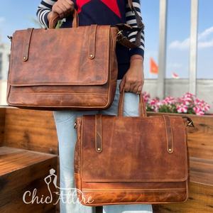 Bolso bandolera Vintage de cuero hecho a mano, bandolera de oficina, maletín para ordenador portátil, bolso universitario para hombre y mujer - Product Image 1