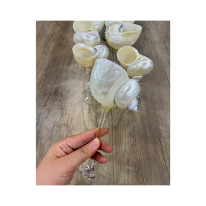 แก้วไวน์เปลือกหอยธรรมชาติที่มีสัมผัสศิลปะ, หรูหราชายหาดของที่ระลึกสำหรับกิจกรรม, ชุดรับประทานอาหาร, บาร์ที่บ้านและไอเดียของขวัญ - Product Image 3