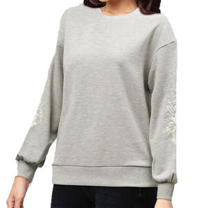 เสื้อสเวตเชิ้ตผู้หญิงผ้าฟลีซหนานุ่มทรงโอเวอร์ไซส์ คอกลม สำหรับใส่ในฤดูหนาว - Product Image 3