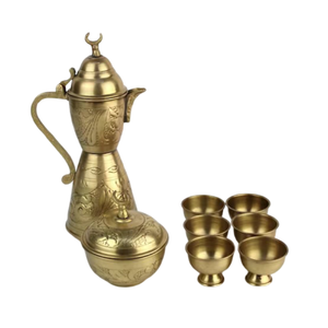 Service à café ou à thé vintage en laiton de haute qualité avec de belles gravures, finition polie pour la maison et les ustensiles de cuisine d'hôtel - Product Image 1