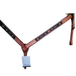 Collier de poitrine occidental de cheval en cuir de qualité supérieure de vente chaude avec des perles pour l'équitation - Product Image 2