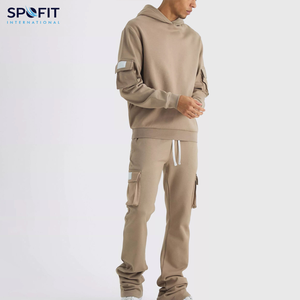 Custom Stacked Heavyweight Jogger pantalones de chándal holgados y Sudadera con capucha Set 2 piezas Fleece Men Sweatsuits Pullover Chándales para hombres - Product Image 2