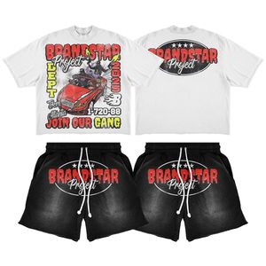 Custom Acid Washed Heavy Cotton Shorts with Drawstring Sun Faded Solid Polyester/Cotton Quick Dry <b>Shirt</b> Set for <b>Summer</b> - Product Image 6