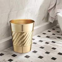 Poubelle ronde moderne de luxe en fer, revêtement poudré, ouverture supérieure, pour intérieur/extérieur, décoration contemporaine, vente directe fabricant